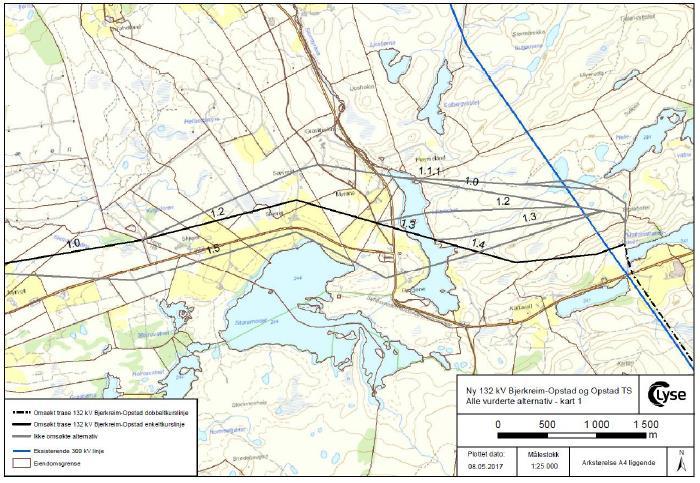 Side 14 Kartavoll - Skjeret Figur 5: Trasealternativer mellom Skjeret og Kartavoll Det er vurdert flere trasealternativer vestover fra Kartavoll - alt 1.0, 1.2, 1.3 og 1.4 se kart i figur 5.