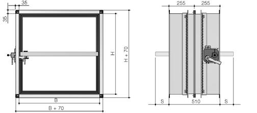 lindab vi forenkler byggingen Teknisk beskrivelse WK45 Brannklasse EI 120 Måltegning (mål i mm) H mm 200 250 300 315 355 400 450