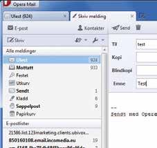 Her kan du lese epost, men klikker du på Skriv, åpner det seg et skrivevindu.