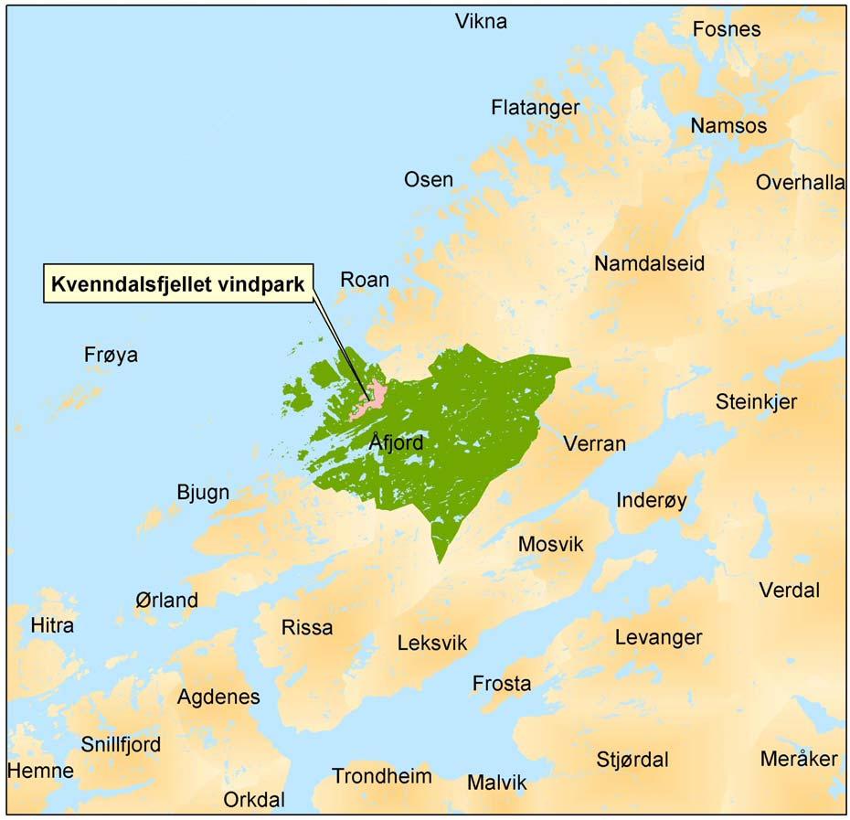 8 Melding om planlegging av vindkraftverk på Kvenndalsfjellet - Åfjord kommune Figur 1.