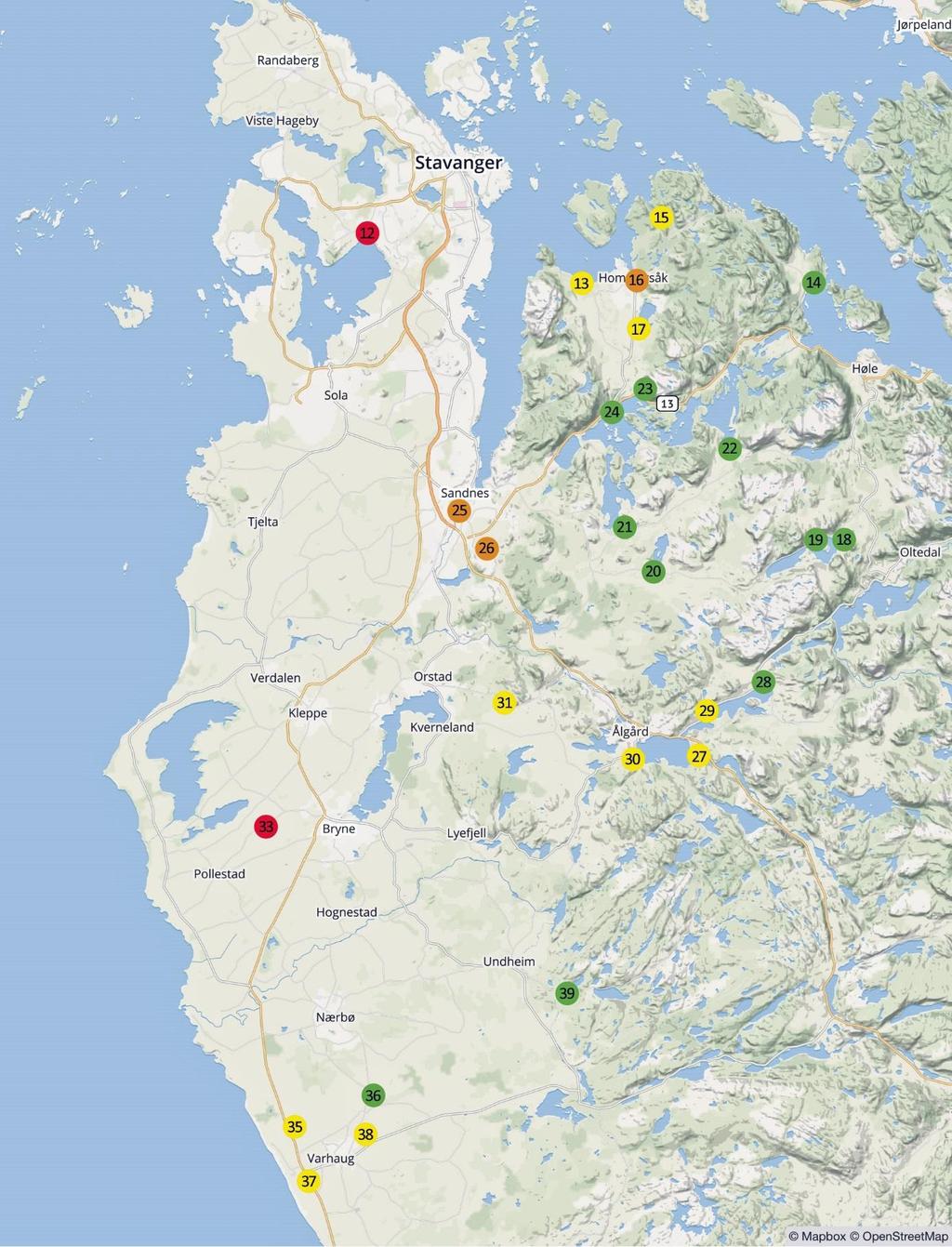 Ved 3 av lokalitetene (25, 27 og 33) er det gjort tilsvarende undersøkelser tidligere (21-212), og tilstandsklassifiseringen er her sammenfallende med hva den har vært tidligere.