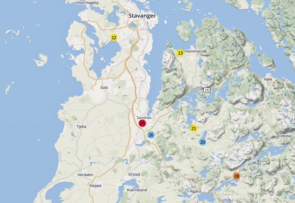 ved 7 elvelokaliteter i midten av november 214 (figur 11). Figur 11.