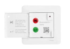 Alarmen tilbakestilles med grønn knapp innenfor tidsfristen. Fremgangsmåte kan gjentas til alarmen er eliminert. Lysdiode lyser kun ved lokal alarm.