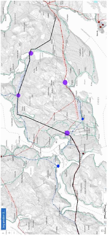 Side 17 Figur som viser oppbyggingen etter Hålogalands Krafts forslag til nett i området Grovfjord/Ibestad Samlet skissering av nettet i området hvor den nye ledningen til Statnett bygges etter