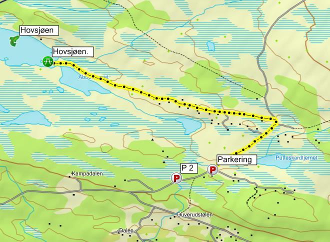 6 Hovsjøen (øst) v/dalen 912 moh Tidsbruk: 1 t 15 min t/r Lengde: Ca 1,6km Stigning: ca 30m ned Barnevennlighet: Svært høy (10 av 10) Følg skilting til Skrautvål fra E16 i Fagernes (rett ovenfor