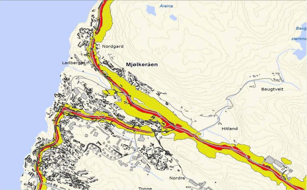 17 Figur 5. Støyvarselkart utarbeidet av Statens vegvesen i henhold til MD's retningslinjer T-1442.