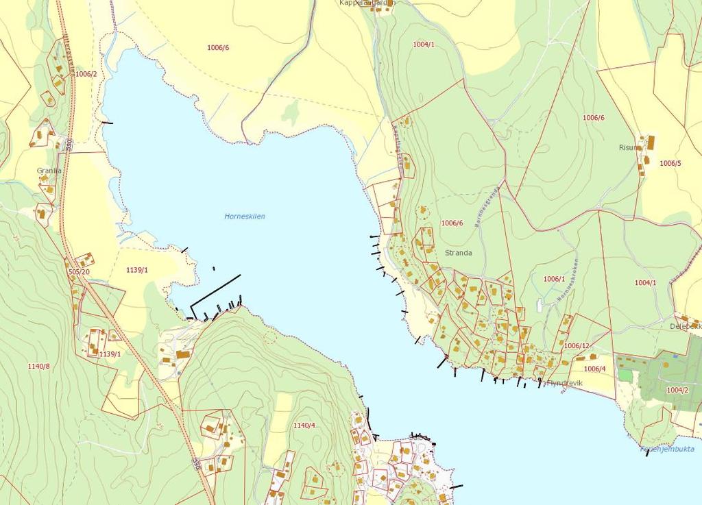 17. Utløpsfredning, Stordiket/Hornnesbekken (Hornneskilen) I Hornneskilen, innenfor en rett linje fra merke på sørsiden (280 214 6 567 679 og over til tilsvarende merke på nordsiden (280 343 6 567