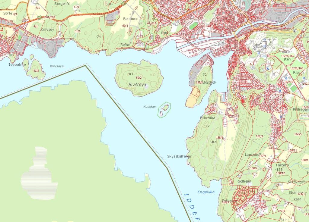 Fredningssone Fig. 2. Kart over fredningssone ved utløpet av Tista elv i Halden kommune. 10. Utløpsfredning i Hjelmungbekken.