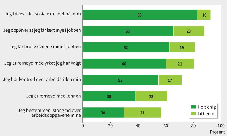 Yrkestilfredshet. Prosent.