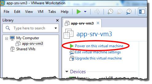 7. Velg Power on this virtual machine (Slå på denne virtuelle maskinen) når lasteprosessen er fullført. 8.