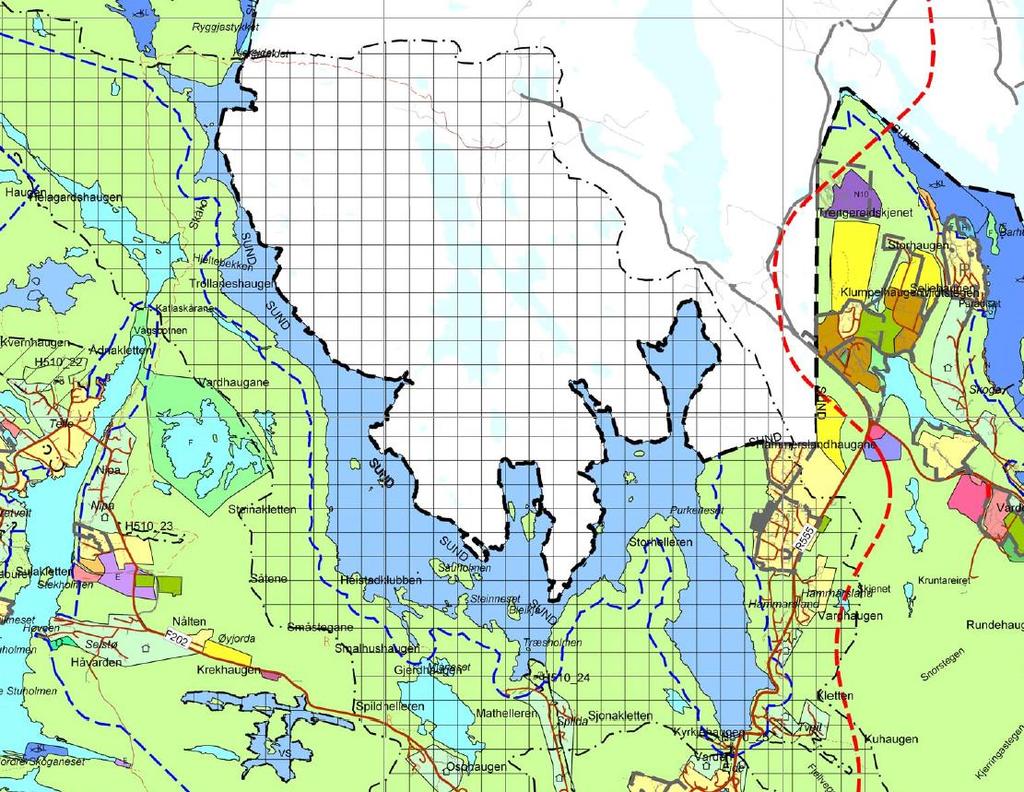 2.7 Tilhøvet til offentlige planer og nasjonale føringar Kommuneplan Sund kommune Kørelen vassverk og innsjøen er avsett i kommuneplan for Sund 2010-2020 som noverande drikkevatn (skravering, figur