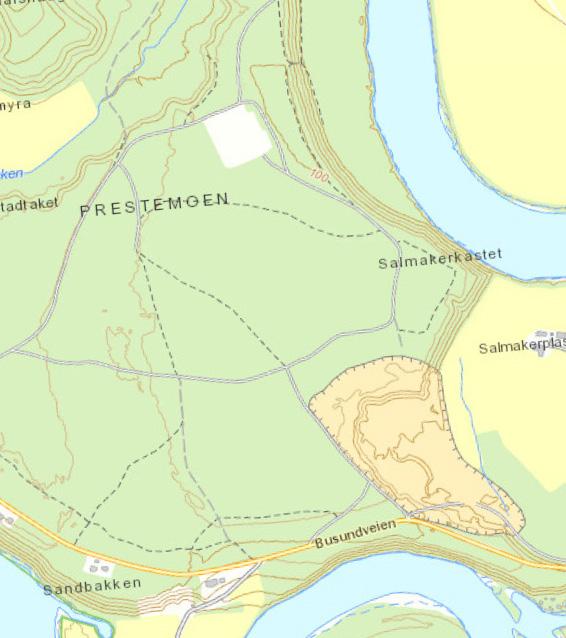 Kildesporing av PFAS til Tyrifjorden M-863 Figur 3 viser plassering av Prestemoen slamdeponi. Avstanden til Storelva i øst er kort, målt til ca. 230 m, og det er ganske bratt ned mot elva.