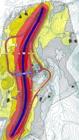 Utrekna lydnivå framfor fasadar der lydnivået er over 55 dba varierar frå 56 63 dba.