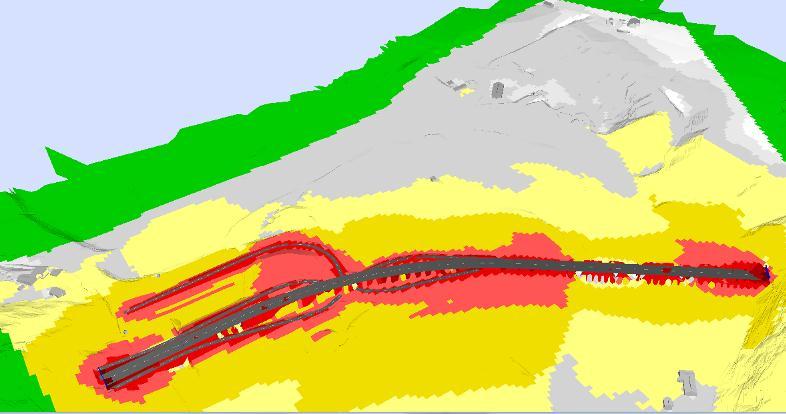 5.7 Brulandsberget På figur 19 nedanfor er det vist ein 3D illustrasjon og på figur 20 er det vist eit utsnitt frå planteikning X109 frå utrekningsmodellen.