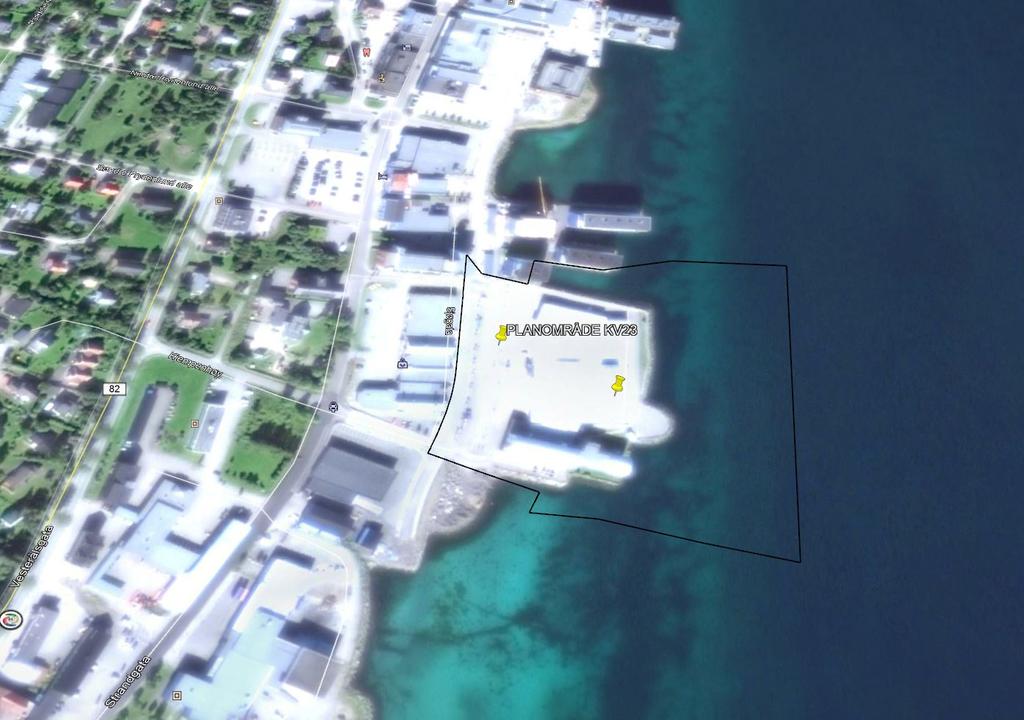 Figur 2: Planområdet. Kilde: Google Earth, bearbeidet av Norconsult AS 2018.