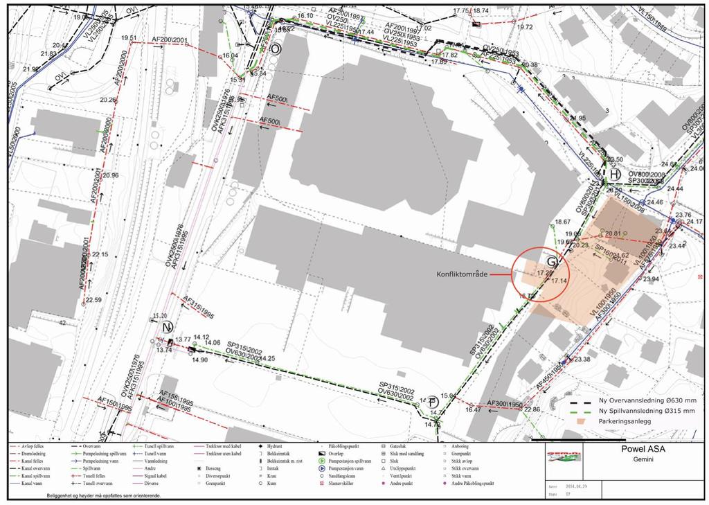 4 TILRETTELEGNING FOR PARKERINGSANLEGG Alternativ løsning må foreslås for å føre overvann fra området rundt Wergeland terrasse til kanal/kulvert i Kanalveien.