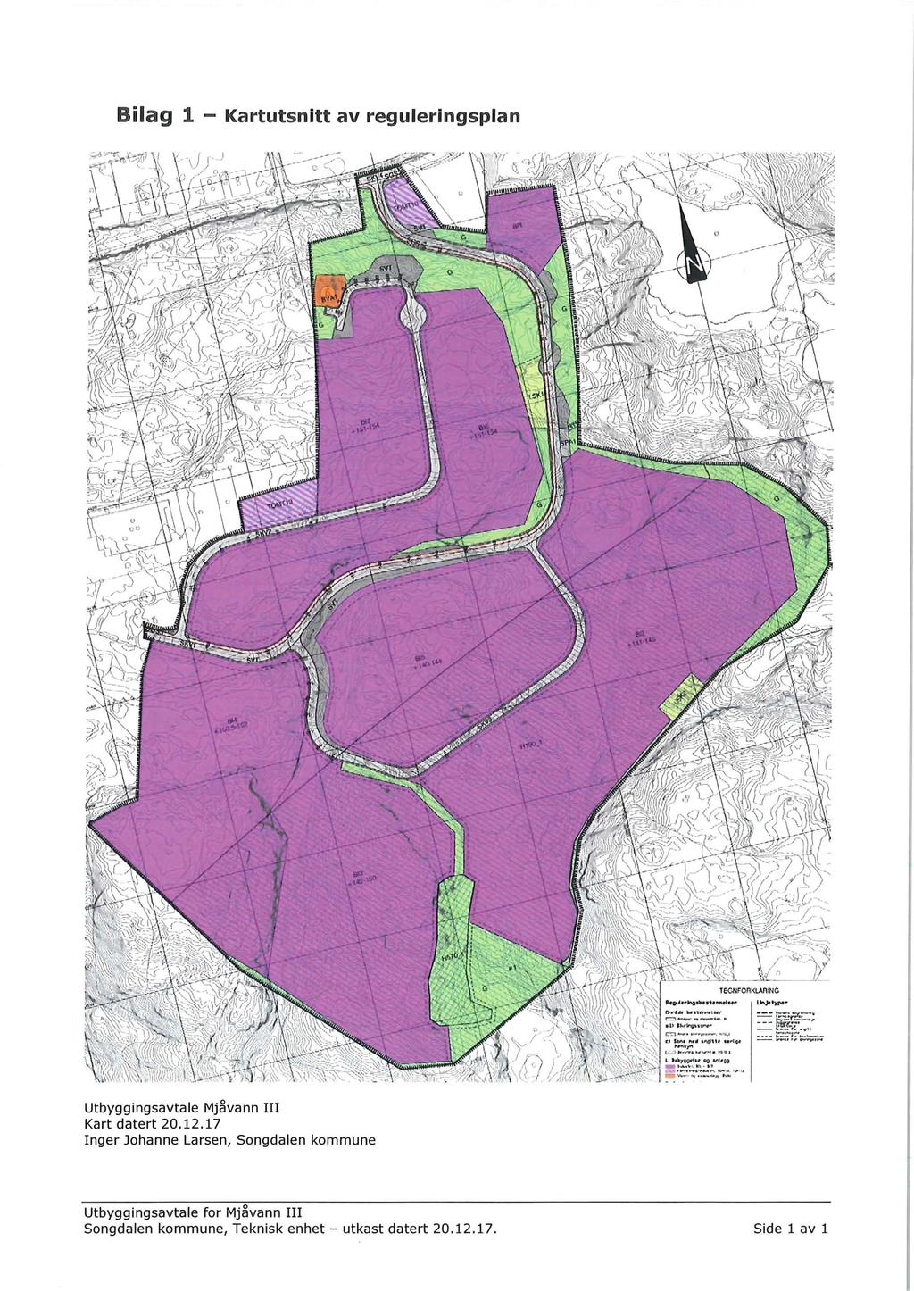 Bilag 1 - Kartutsnitt av reguleringspla n Utbyggingsavtale Mjåvann III Kart datert 20.12.