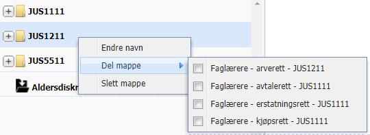 Medlemmene av gruppen som har fått tildelt mappen vil finne denne med tilhørende utvalg under.