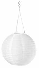 PRODUKTINFORMASJON PE516202 SOLVINDEN solcelledrevet taklampe, globeformet 79, Innebygd LED-lyskilde. Av- og påknapp. 100 % polyester og pulverlakkert stål. Ø45 cm. Hvit 503.828.