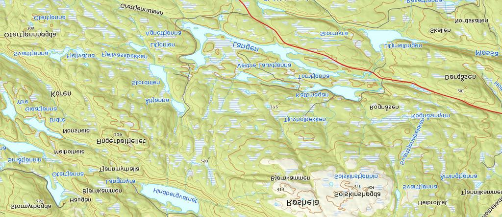 Eksisterende naturreservat Trase