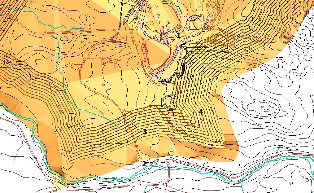 416993 Reguleringsplan for kalkbrudd i Tromsdalen, Verdal multiconsult.no 3 Beregningsforutsetninger 3.2.1 Kildeplassering De forskjellige kildene er plassert i beregningsmodellen som vist i Figur 1.