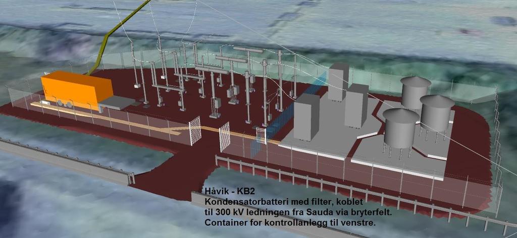 Kontrollanlegget vil etableres i en egen container for styring av begge kondensatorbatterier.