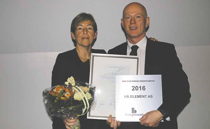 BETONGELEMENTFORENINGEN - ÅRSMELDING 2016 Årets betongelementfabrikk 2016 Hå Element AS For året 2017 ønsket juryen å fremheve en bedrift som har gjort en særlig innsats på miljøområdet.