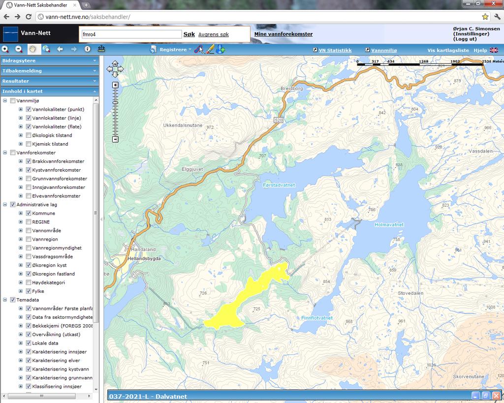 Dalvatnet (037-2021-L) Middels, svært kalkfattig, klar, dyp (innsjø) Moderat