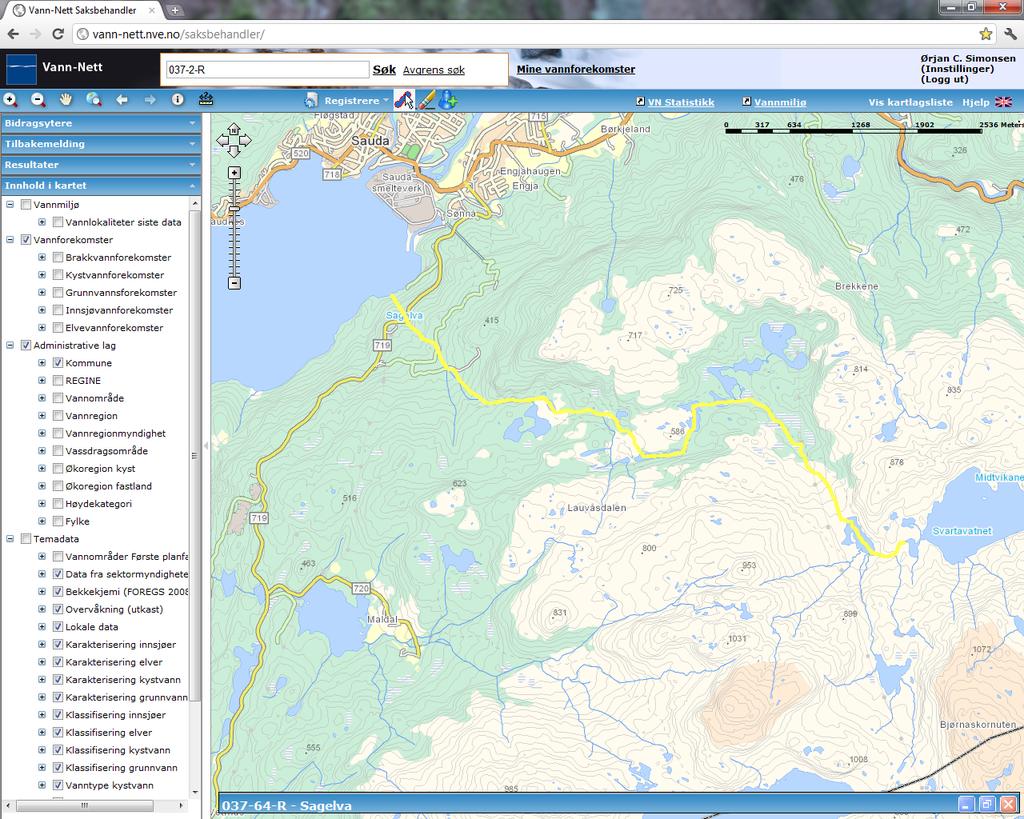 Sagelva (037-64-R) Overvåkingsdata mm: Moderat (bunnfauna: moderat mtp forsuring) Resipientundersøkelser i