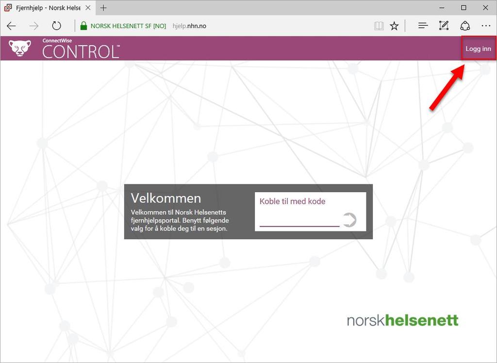 Når passordet er byttet, kan du logge inn i fjernhjelpsportalen på hjelp.nhn.no.