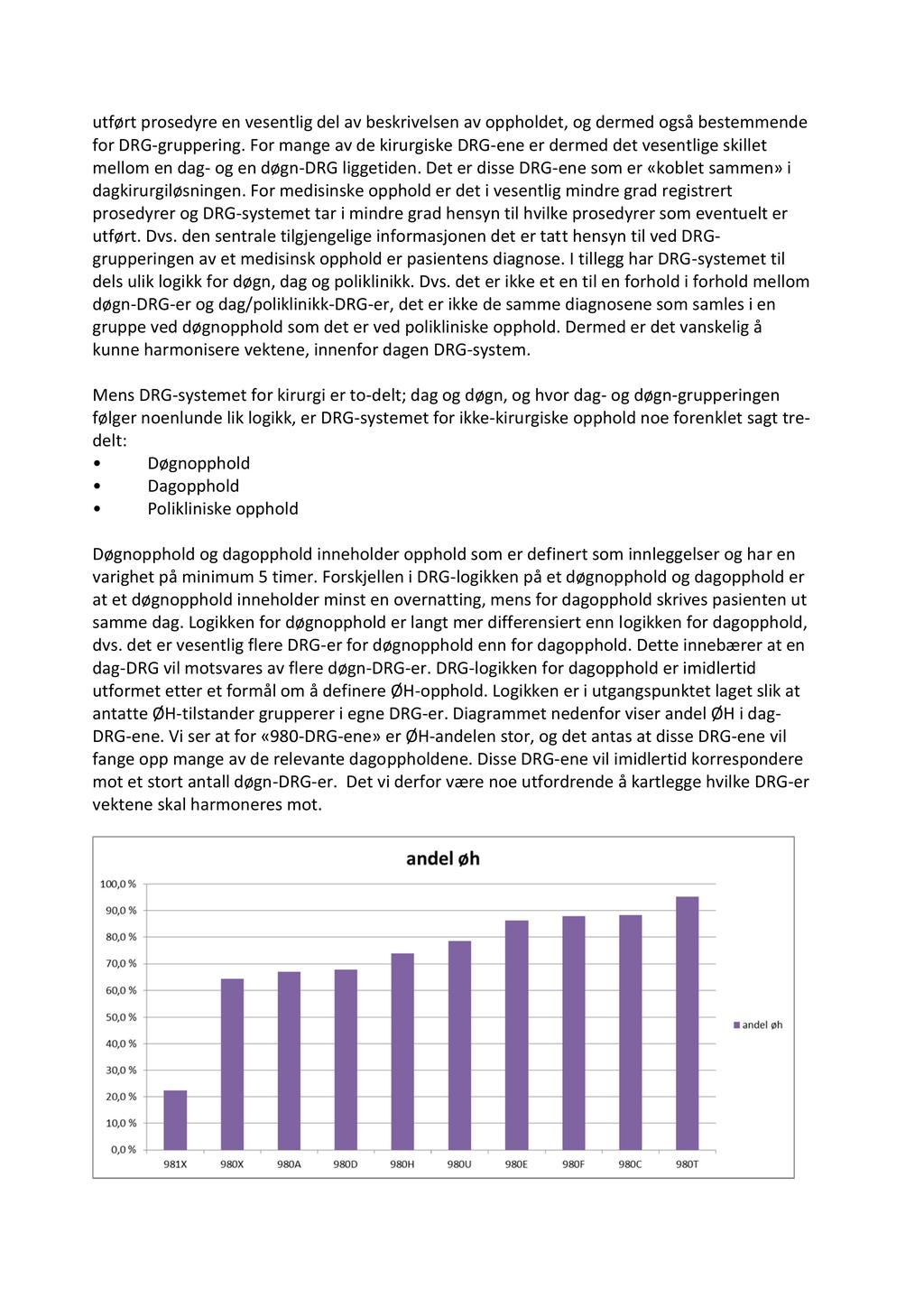 utført prosedyre en vesentlig del av beskrivelsen av oppholdet, og dermed også bestemmende for DRG - gruppering.