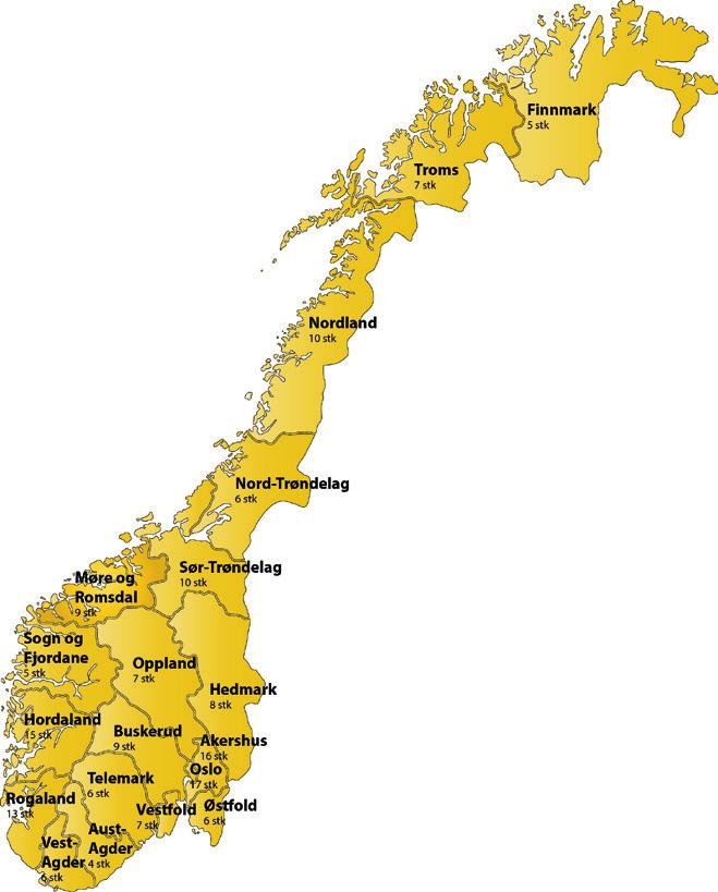 Antall representanter per fylke Stortingsrepresentantene blir fordelt mellom fylkene med en formel der både innbyggertallet og arealet teller. Fordelingen blir justert før annenhver periode.