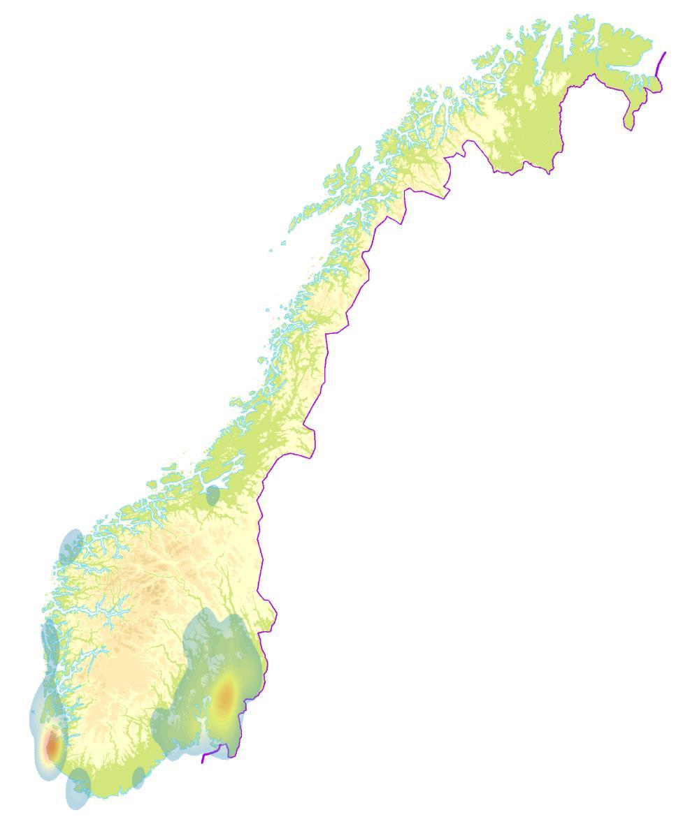 Sett under ett var antallet rapporterte syngende hanner i 2017 ca. 11 % lavere enn gjennomsnittet for handlingsplanperioden.