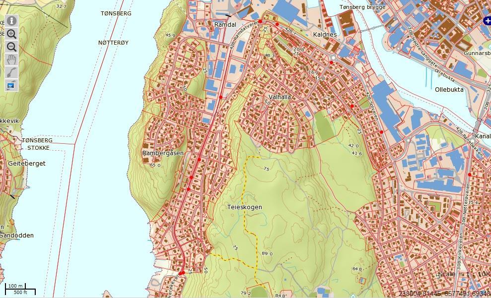 Opplysninger gitt i møte med viltansvarlig i kommunen, tilsier gode rådyrhabitat og meget høy tetthet av dyr i Teieskogen og også på Rambergåsen.