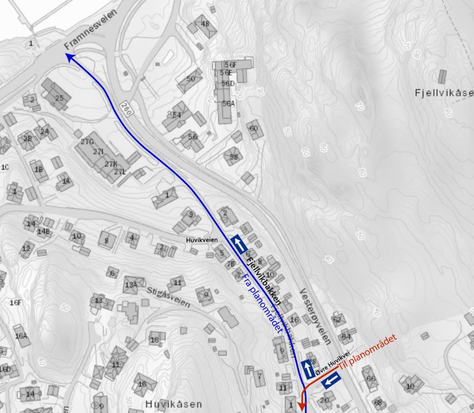 Adkomstmulighet Aø er eneste mulige vei til område A3 pga. relativt store høydeforskjeller øst for området.