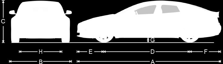 mm* 5,3 in* 134,6 mm* G Bakkeklaring - Luftfjæring 4,6 6,3 in 116,8 160 mm H Spor foran Spor bak 65,4 in 66,9 in 1662 mm 1700 mm *Verdiene er omtrentlige.