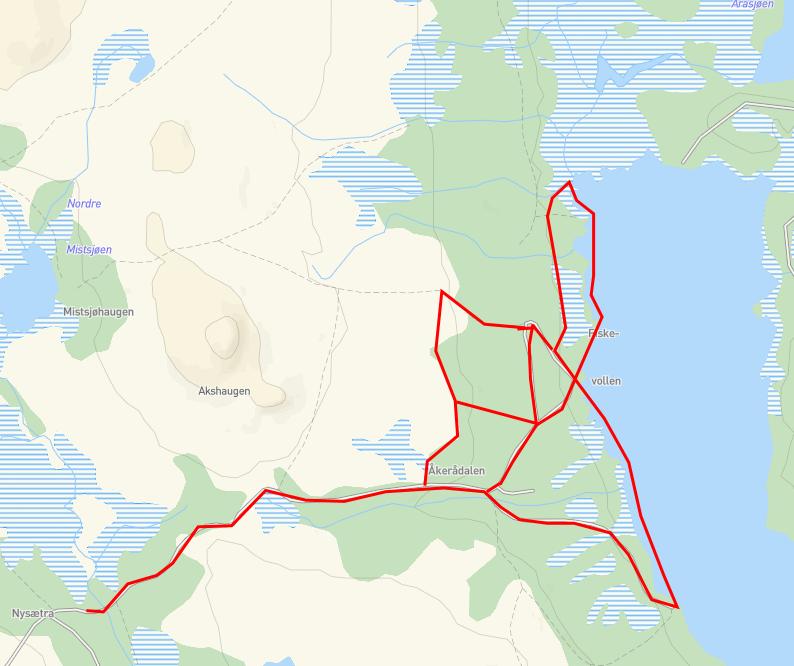 Rådmannen foreslår å innvilge omsøkte trase med unntak av den biten som går nordover fra Fiskevollen. Det vil si fra nordenden av Sølensjøen.