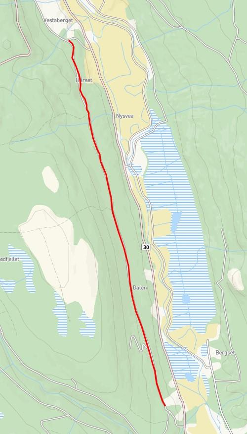 Omsøkt trase med en lengde på 8,1 km. Rådmannens vurdering: I rundskriv T-1/96 Om lov om motorferdsel i utmark og vassdrag av 10. juni 1977 nr.