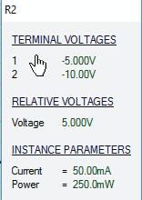 Klikk på R1 Klikk på R2 = R3 Slik måling er bare gyldig om det ikke skjer endringer, dvs. bare ved likestrøm.! Godt dette bare er simulering! Resistorene tåler bare 0,6 W.