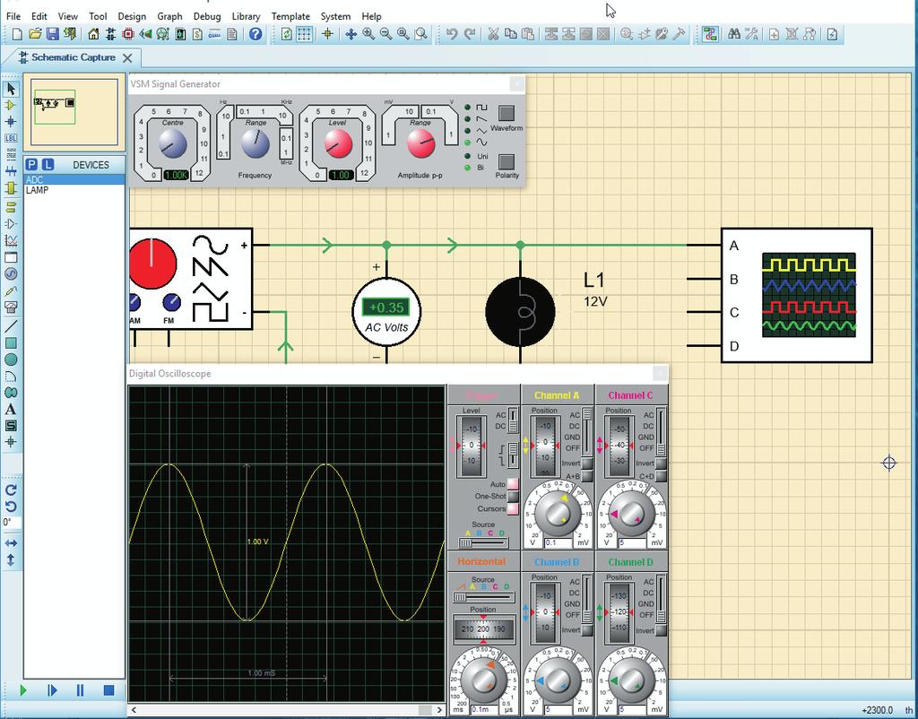 generatoren til 1,0 V t b med frekvens 1,0 khz.