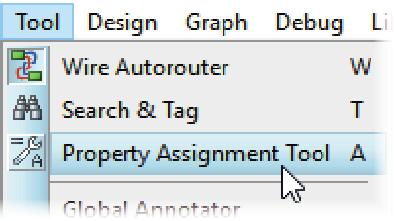 Klikk på Property Assignment Tool, klikk på ikonet i knappemenyen eller tast A.