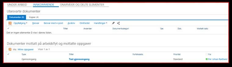 Hvordan behandle en oppgave du har mottatt for godkjenning Du har tre valg muligheter for å behandle en oppgave til godkjenning: : Velg godkjenn skriv eventuell notat til avsender og bekreft med OK.