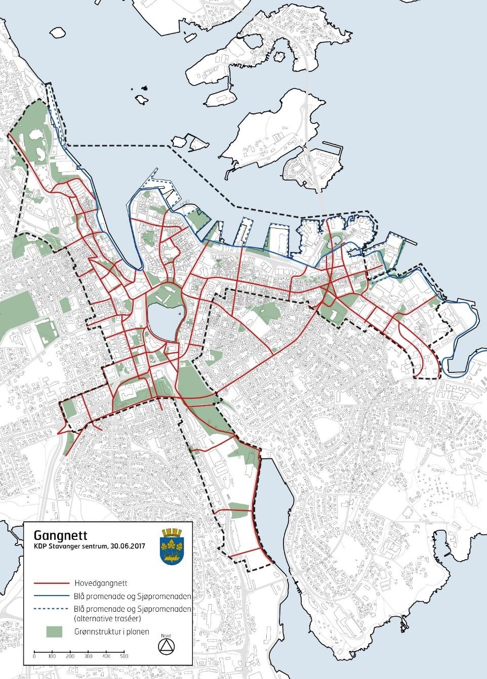 Tabell 3: Temakart om gangnett Justeringer av sykkelnett Sykkelnettet er endret og justert i: Havneringen mellom Klubbgate og Verven endret fra sykkelfelt til sykkeveg med fortau, Olav Vs gate mellom