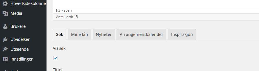 Søk - Mine lån - Nyheter - Arrangementskalender Inspirasjon Søk Velg arkfane Søk og pass på at Vis søk er haket av.