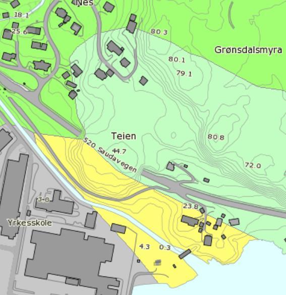 REGULERINGSPLAN TEIEN, SAUDA KOMMUNE 13 Figur 5-2 Løsmassekart. NGU.no søk 01-2017 5.2 Naturtypelokaliteter Det er ikke registrert naturtypelokaliteter i eller nær planområdet i naturbase pr. 01-2017. Grasdekt areal i planområdet er kartlagt som fulldyrka jord (kilden.