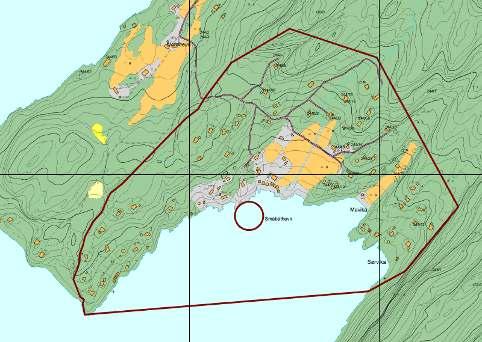 Område med omfattende fritidsbebyggelse på nord- og vestsiden av fjordarmen. Privat veger av varierende standard fra fv. 103 ved Nordaunet ut til området.