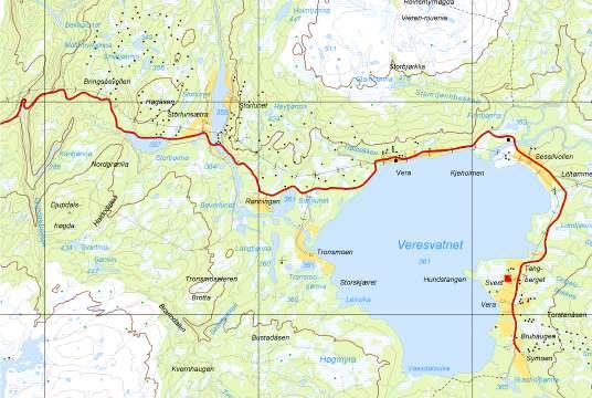 ssikkerhet KU fritidsbebyggelse Verdal Nordhellende åsside som er visuelt eksponert fra vegen og Bringsåsen, Storlunet og Nord-Vera hytteområder.