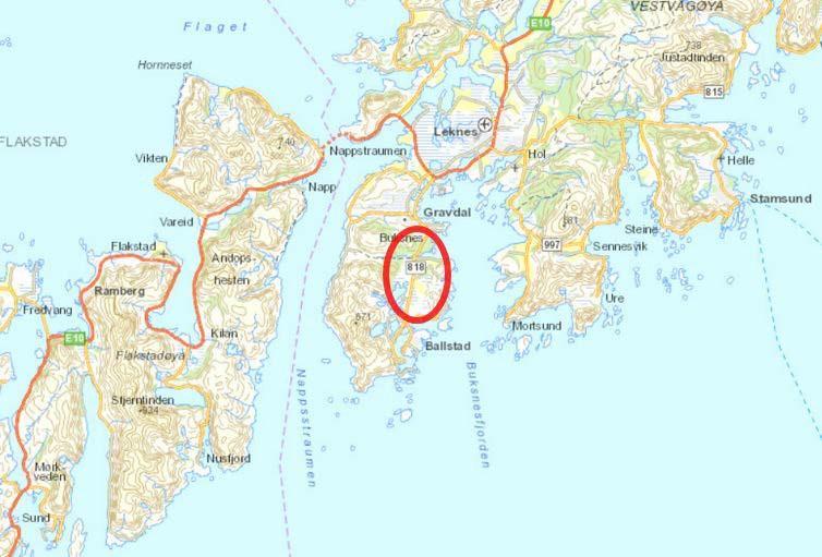 4 Bakgrunn for planforslaget 4.1 Planområdet Planområdet ligger mellom Gravdal og Ballstad i Vestvågøy kommune, Nordland fylke.