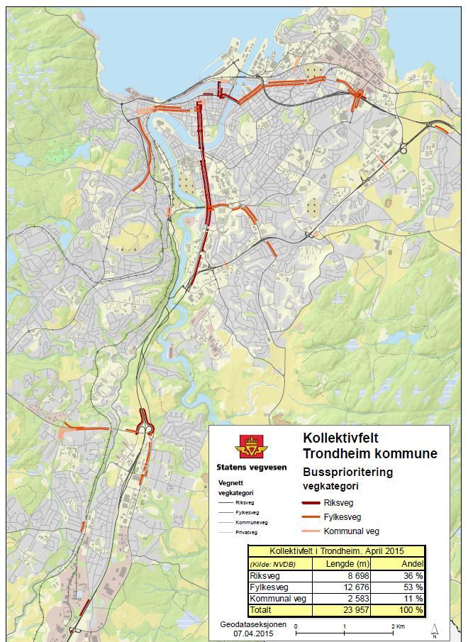 Framkommelighet øvrige ruter Tiltaksbeskrivelse Strekninger med kollektivprioritering i 2015 Det er behov for en løpende vurdering av kollektivframkommelighet på hovedrutene, også utenom