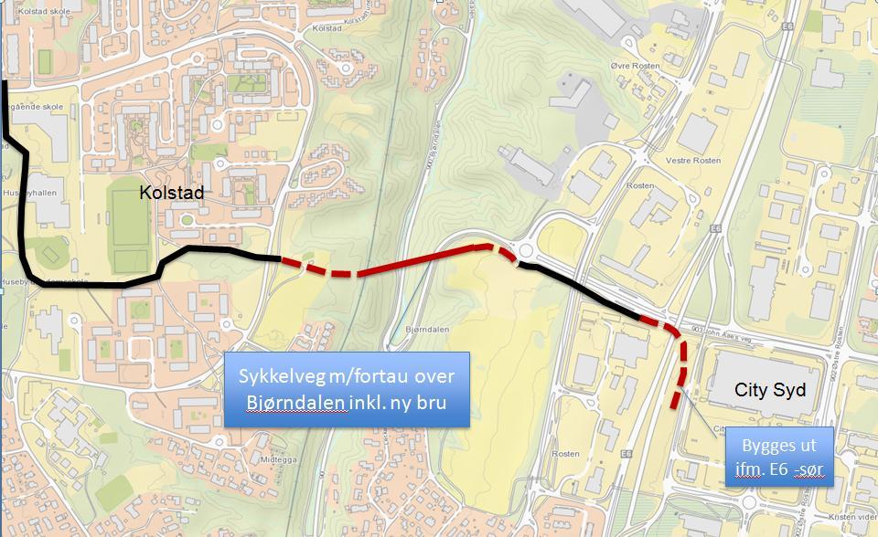 Tillerruta - Ny bru Bjørndalen Tiltaksbeskrivelse Kart Søbstad og Tiller er to store bydeler i Trondheim med til sammen ca. 25 000 innbyggere.